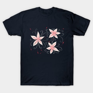 Beautiful Flowers In Red And White T-Shirt